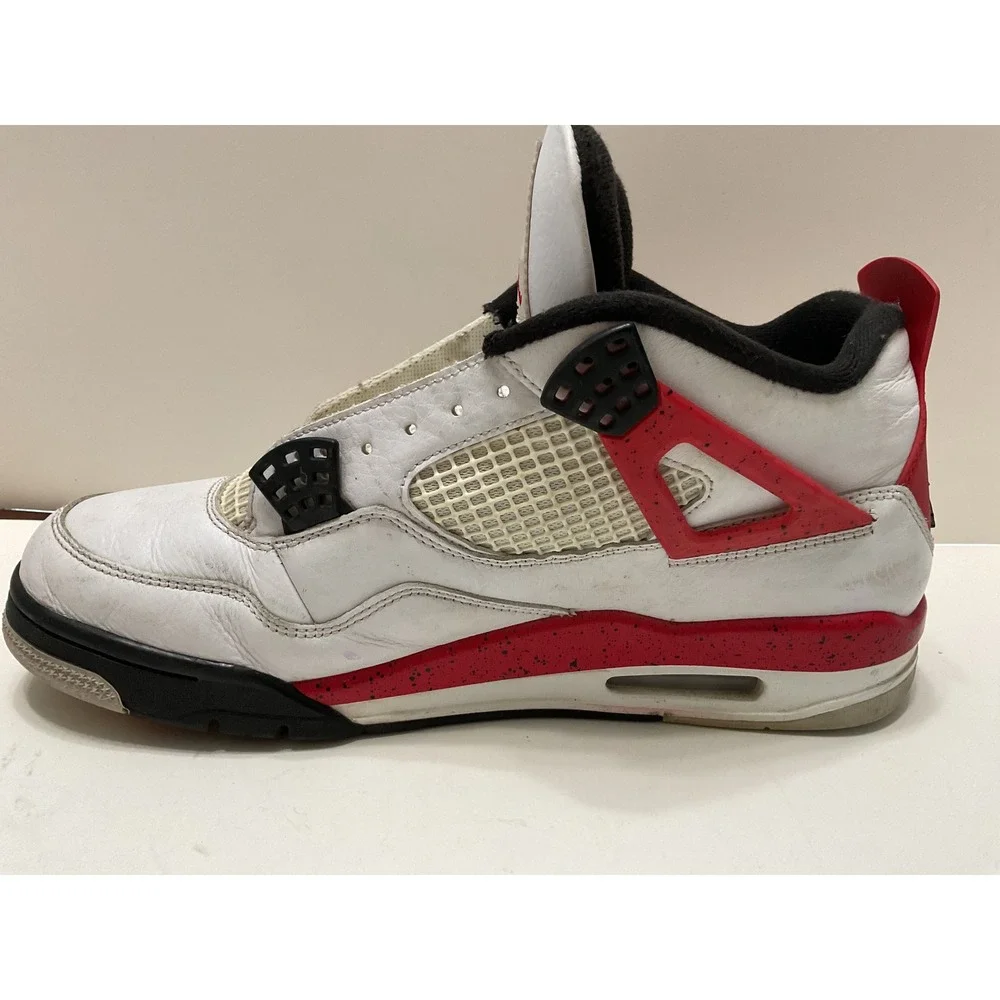 Air Jordan 4 Retro Red Cement White Fire Red Black DH6927-161 Mens 11.5 No Laces